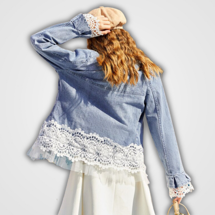Greta | Veste en jean à dentelle
