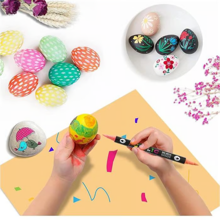 Acrylmarker Set mit Dual-Tip für kreative Projekte | Wasserbasiert, geruchslos &amp; wasserfest | 24–120 Farben