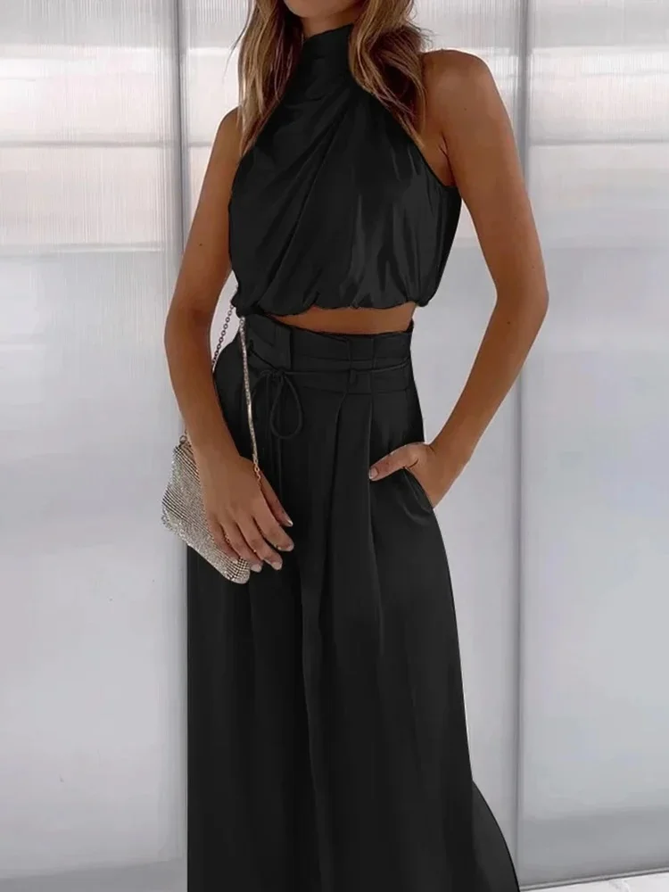 Set estivo da donna | Top senza maniche &amp; pantaloni a gamba larga | Aria e eleganza | Bonnie
