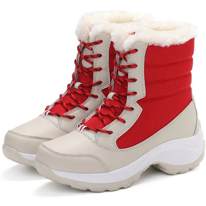 Damen Winterstiefel wasserdicht und warm gefüttert | Schnürstiefel mit rutschfester Profilsohle für Schnee, Regen und kalte Tage