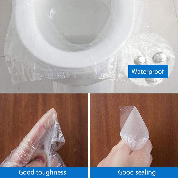 Toilet seat covers for travel (50 pieces) | Universal fit 40×48 cm | Foldable, non-slip &amp; hygienic barrier