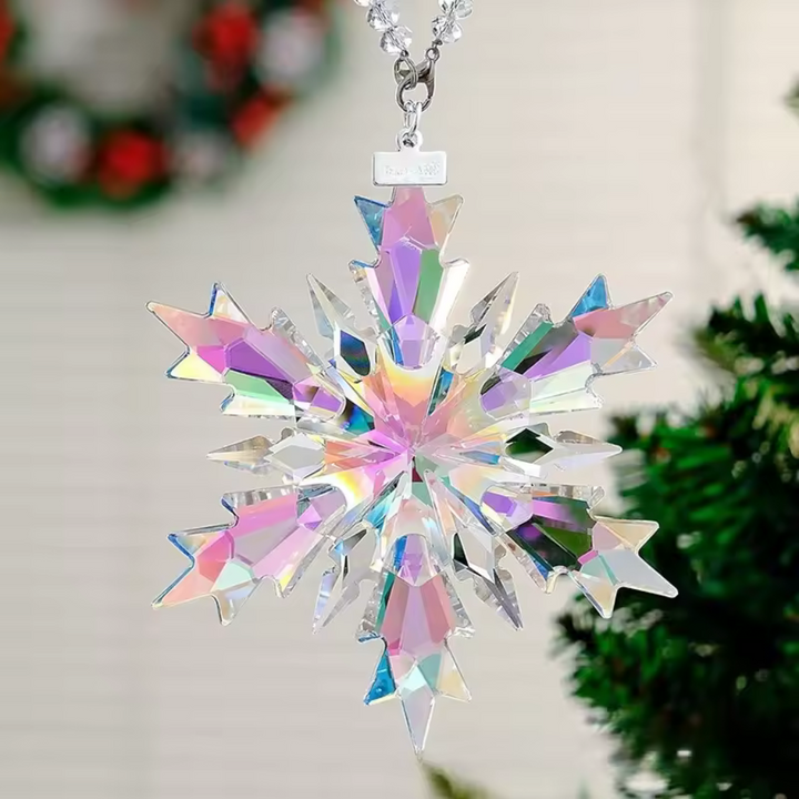 Kristall-Schneeflocken Anhänger aus K9-Kristall | Funkelnder Sonnenfänger für Weihnachtsbaum, Fenster &amp; Auto | Geschenkbox inklusive