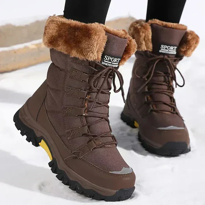 Damen Winterstiefel | Wasserdichte gefütterte Stiefel mit weichem Kunstfellfutter und verstellbarer Schnürung für Schnee und Kälte