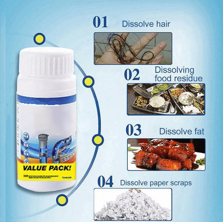 Abflussreiniger Pulver mit Aktivschaum | Löst Fett, Haare &amp; Ablagerungen | Geruchsneutralisierung | Für Spüle, Dusche &amp; Balkonablauf