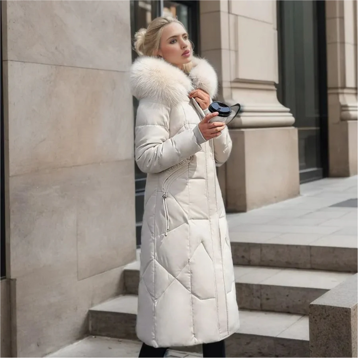 Damen Winterparka lang mit Kapuze | Warm gefütterte Parka Jacke mit verstellbarer Kapuze und großen Taschen für kalte Tage