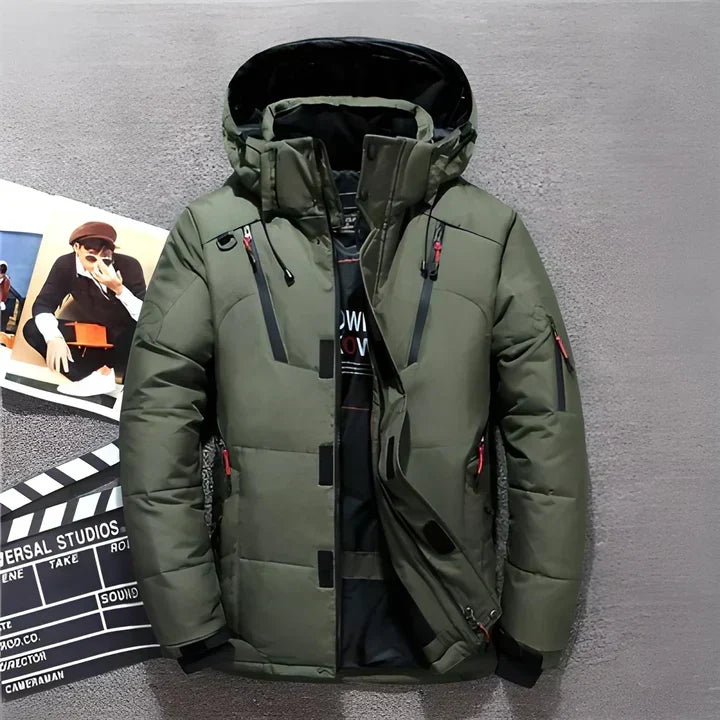 Herren Winterjacke | Wattierte Steppjacke mit verstellbarer Kapuze, Reißverschlusstaschen und sportlichem Schnitt für kalte Tage