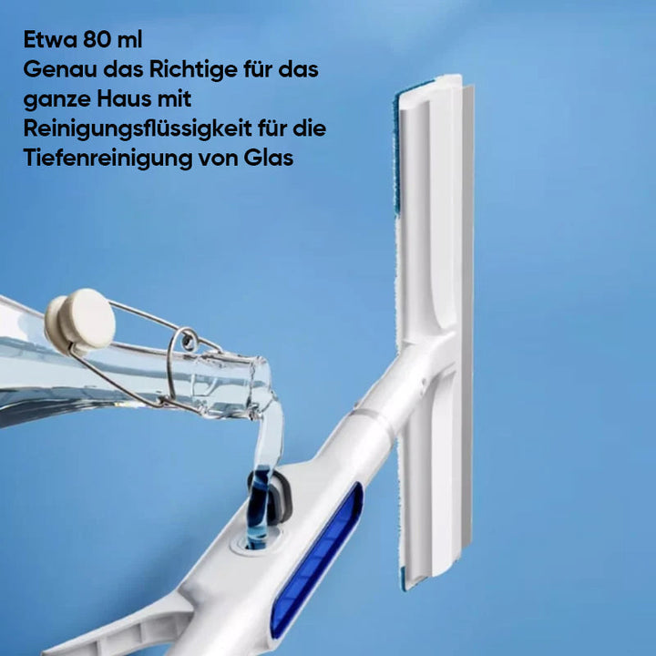 Fensterreiniger mit Teleskopstange &amp; Doppelabzieher | Streifenfreie Glasreinigung mit Sprühfunktion | Für Fenster &amp; Spiegel