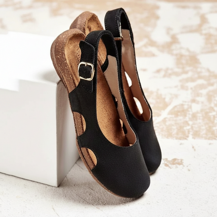 Geschlossene Damen-Sandalen orthopädisch | gepolstertes Fußbett &amp; stützender Sitz | bequem für Alltag und lange Tage