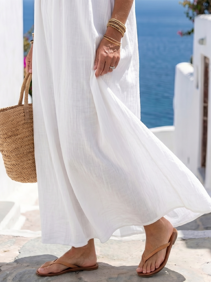 Damen Maxi Kleid mit Spaghettiträgern | Luftiges Sommerkleid in fließender A-Linie | Locker &amp; atmungsaktiv | S–3XL