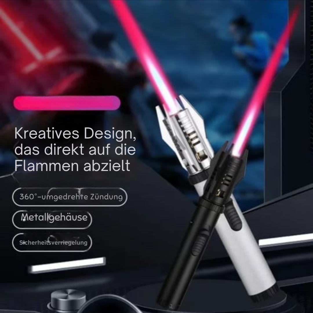 Winddichtes Jet-Feuerzeug mit blauer Flamme | 360° Zündung, Metallgehäuse &amp; Sicherheitsverriegelung | kompakt für Outdoor &amp; Alltag