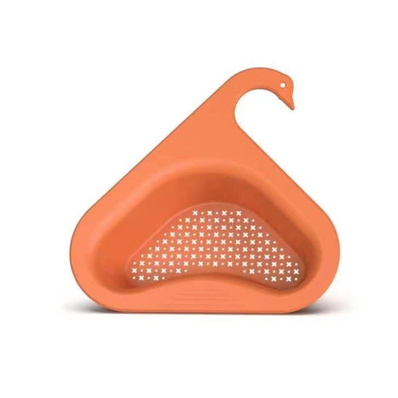 Filtre d’évier d’angle avec crochet lot de 2 | Design cygne, gain de place | Pour déchets de cuisine, égouttoir et porte-éponge