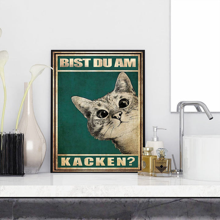 Quadro su tela con gatto divertente | Tela di cotone con inchiostro premium | Elemento decorativo divertente per soggiorno, ufficio e idea regalo