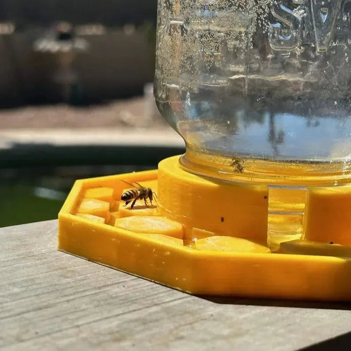 Abbeveratoio per api UV giallo con design anti-affogamento | Adatto a barattoli Mason | Resistente alle intemperie, PETG riciclato