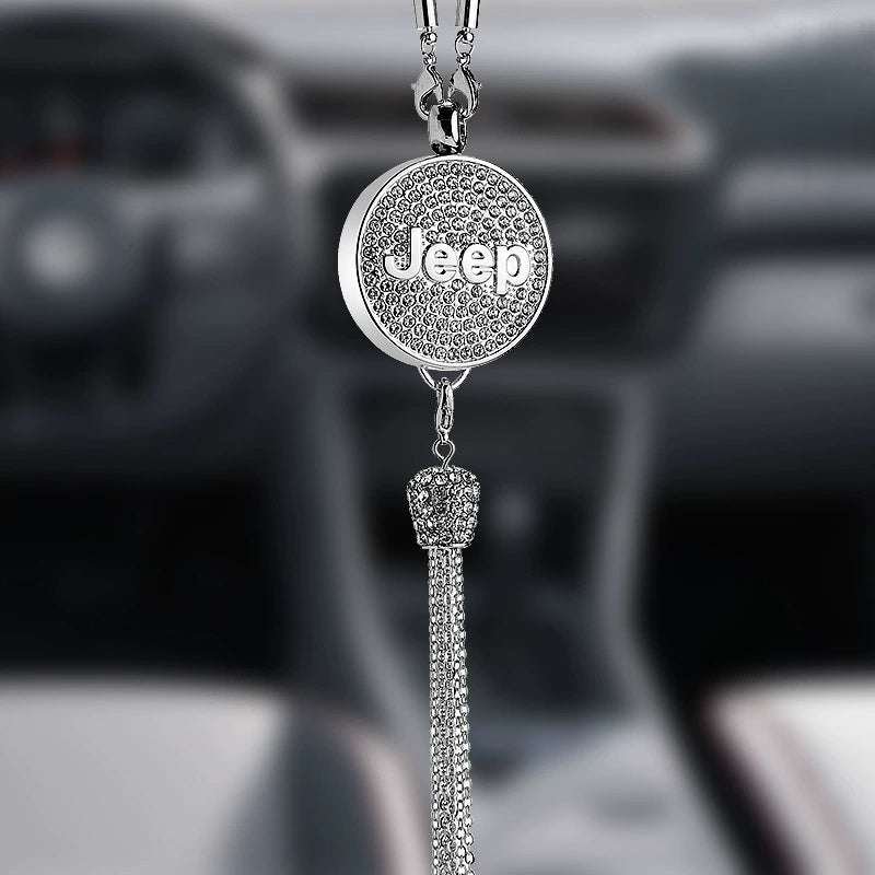 Ciondolo per specchietto retrovisore auto con cristallo | Lega di zinco e strass | Decorazione scintillante con ciondolo profumato, idea regalo