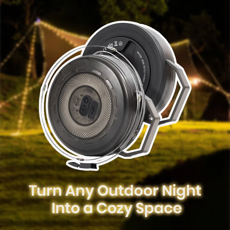 Tangle-free camping lamp with retractable cable | USB-C rechargeable, IPX4 | 14 hours lighting time &amp; 3 modes