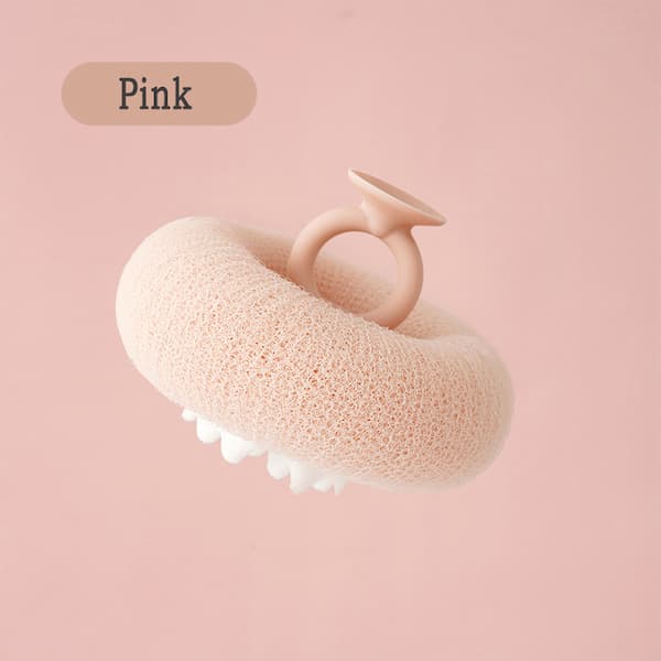 GlowVive Peelingbürste für Dusche – ultra-feine Fasern &amp; Massage-Noppen | Ringgriff + Saugnapf zum Trocknen | 1+1 Set