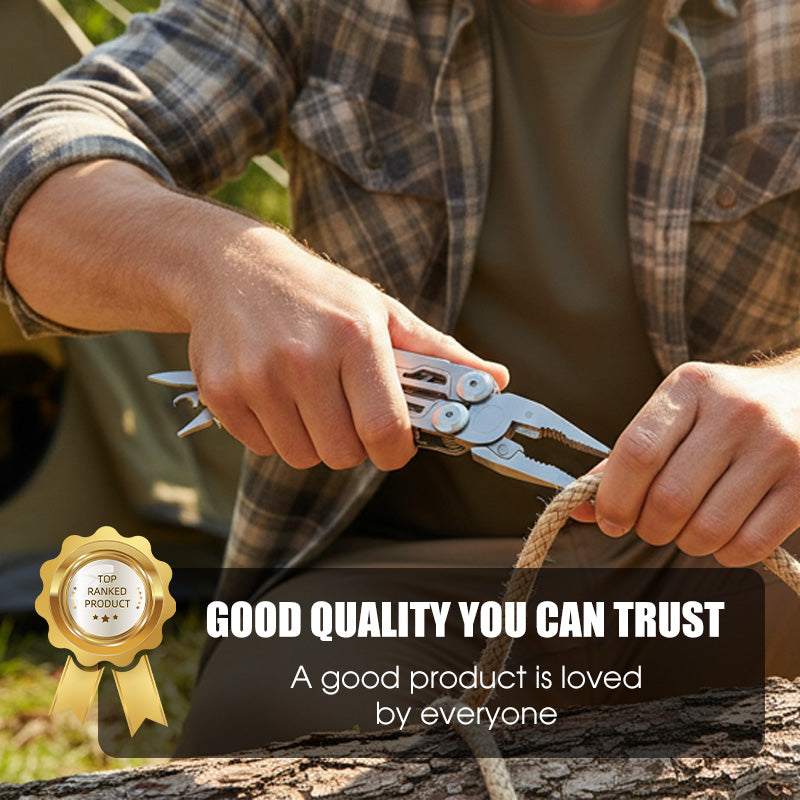 Multitool pliable 12-en-1 avec pince | compact pour quotidien, maison et extérieur | acier inoxydable 3Cr13, résistant à la rouille | verrouillable