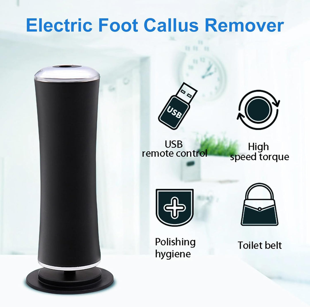 Electric foot callus remover | Pedicure tool with rotating discs + extra pads | USB connection | Smooth heels at home