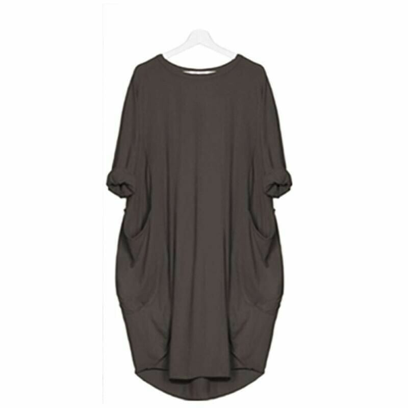 Damen Midikleid mit Lockerer Passform &amp; Rundhalsausschnitt | Luftiges Sommerkleid mit Taschen | Bequem &amp; Vielseitig