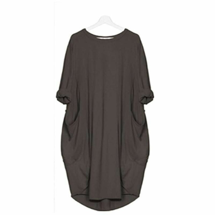 Damen Midikleid mit Lockerer Passform &amp; Rundhalsausschnitt | Luftiges Sommerkleid mit Taschen | Bequem &amp; Vielseitig