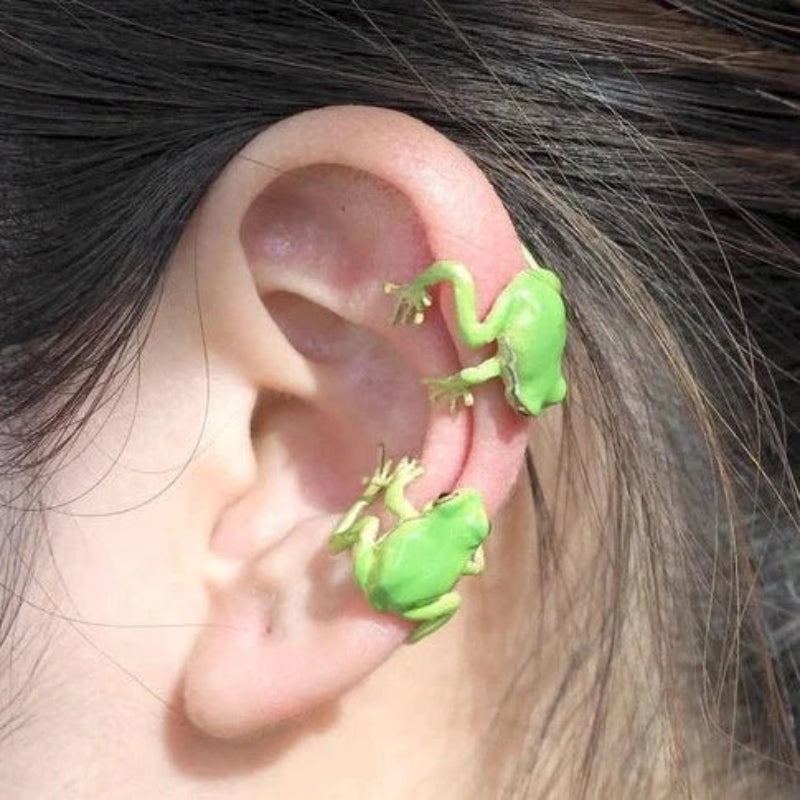 Frosch-Schmuck Set: Ring &amp; Ohrringe | Verstellbarer Ring (US 5–12) | Leicht &amp; naturinspiriert, handgefertigter Look