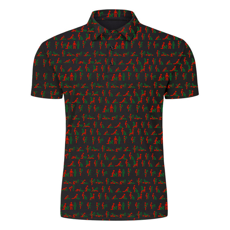 Herren Poloshirt mit Print | Atmungsaktives Stretch Polo im Slim Fit | Freizeitshirt für Alltag, Urlaub &amp; Freizeit