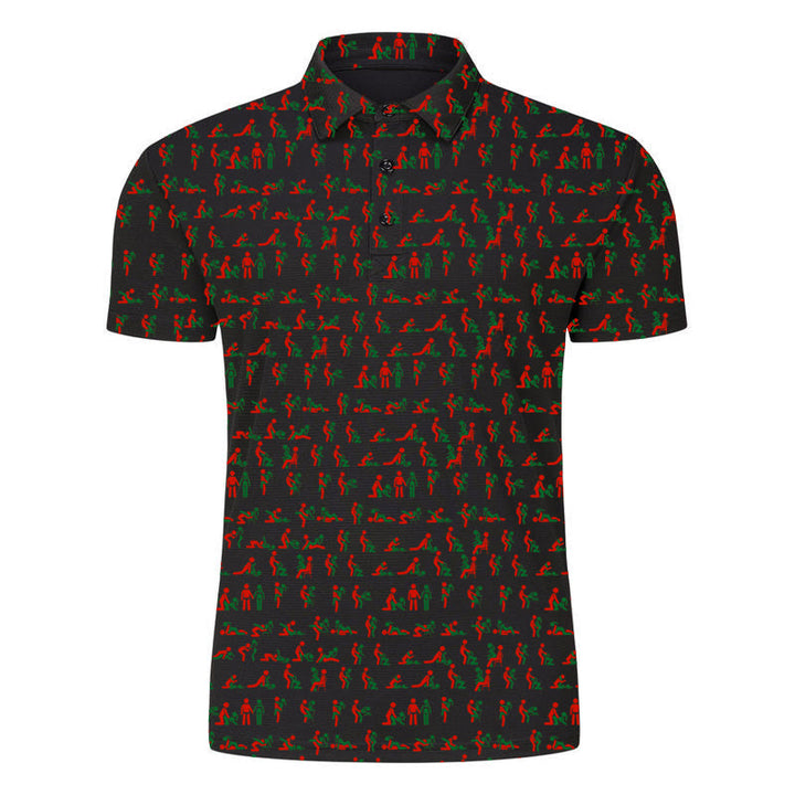 Herren Poloshirt mit Print | Atmungsaktives Stretch Polo im Slim Fit | Freizeitshirt für Alltag, Urlaub &amp; Freizeit