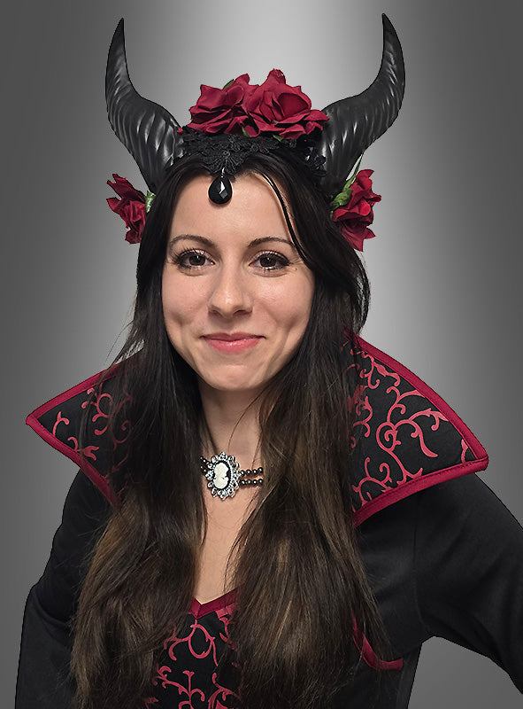 Vampir Königin Kostüm Damen | Bodenlanges Vampirkleid mit Fledermausärmeln, Stehkragen und Halsband für Halloween
