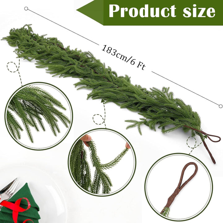 Premium Pine Garland Evergreen &amp; Dense | Realistic Needles, Shapeable &amp; Cuttable | For Door, Staircase &amp; Fireplace, 4–9 ft