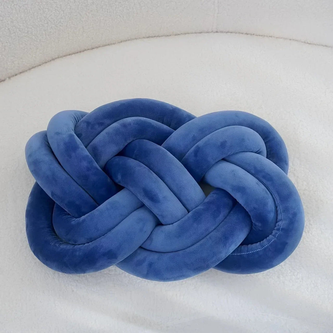 Coussin décoratif à motif noué | Design géométrique | Lavable et doux