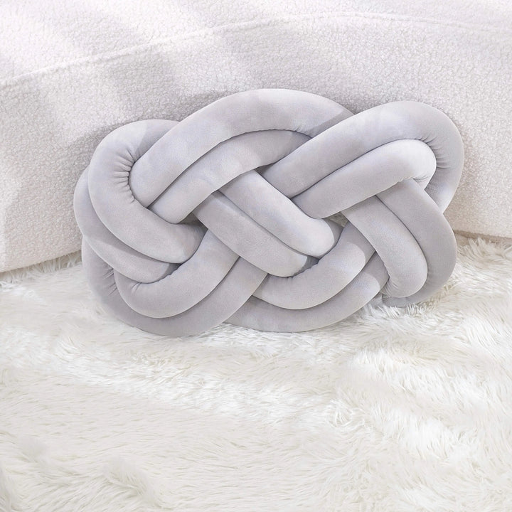 Coussin décoratif à motif noué | Design géométrique | Lavable et doux