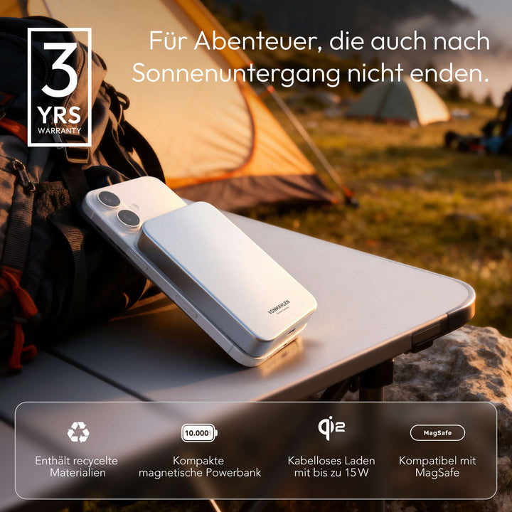 MagSafe Powerbank 10000 mAh | Magnetische Wireless Powerbank mit Qi2 &amp; USB-C PD