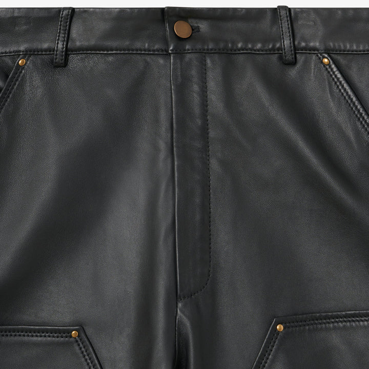 Lederhose Herren | Schwarze Lederhose mit doppeltem Kniebereich