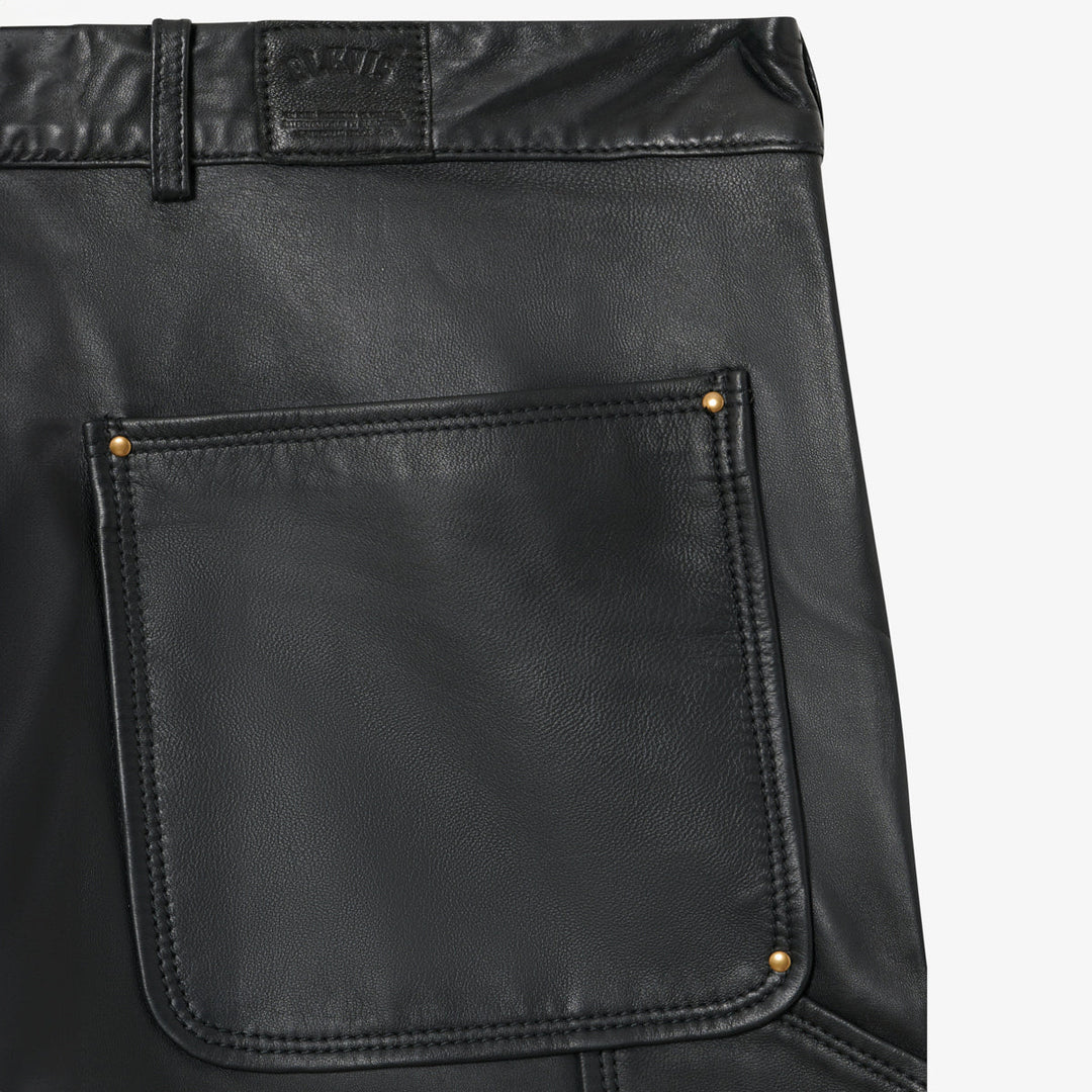 Lederhose Herren | Schwarze Lederhose mit doppeltem Kniebereich