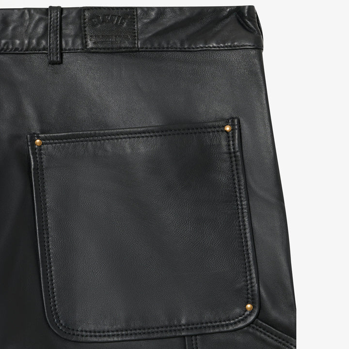 Lederhose Herren | Schwarze Lederhose mit doppeltem Kniebereich