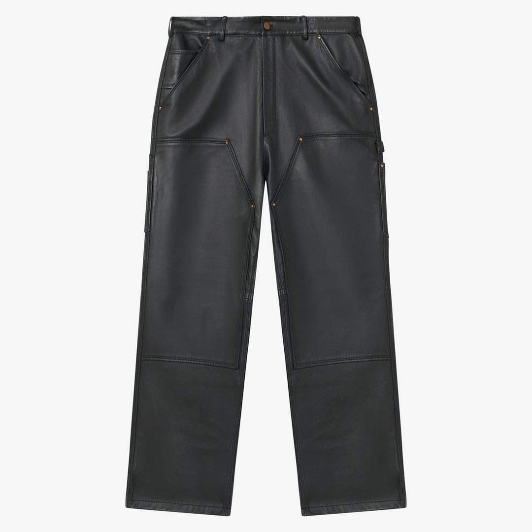 Lederhose Herren | Schwarze Lederhose mit doppeltem Kniebereich