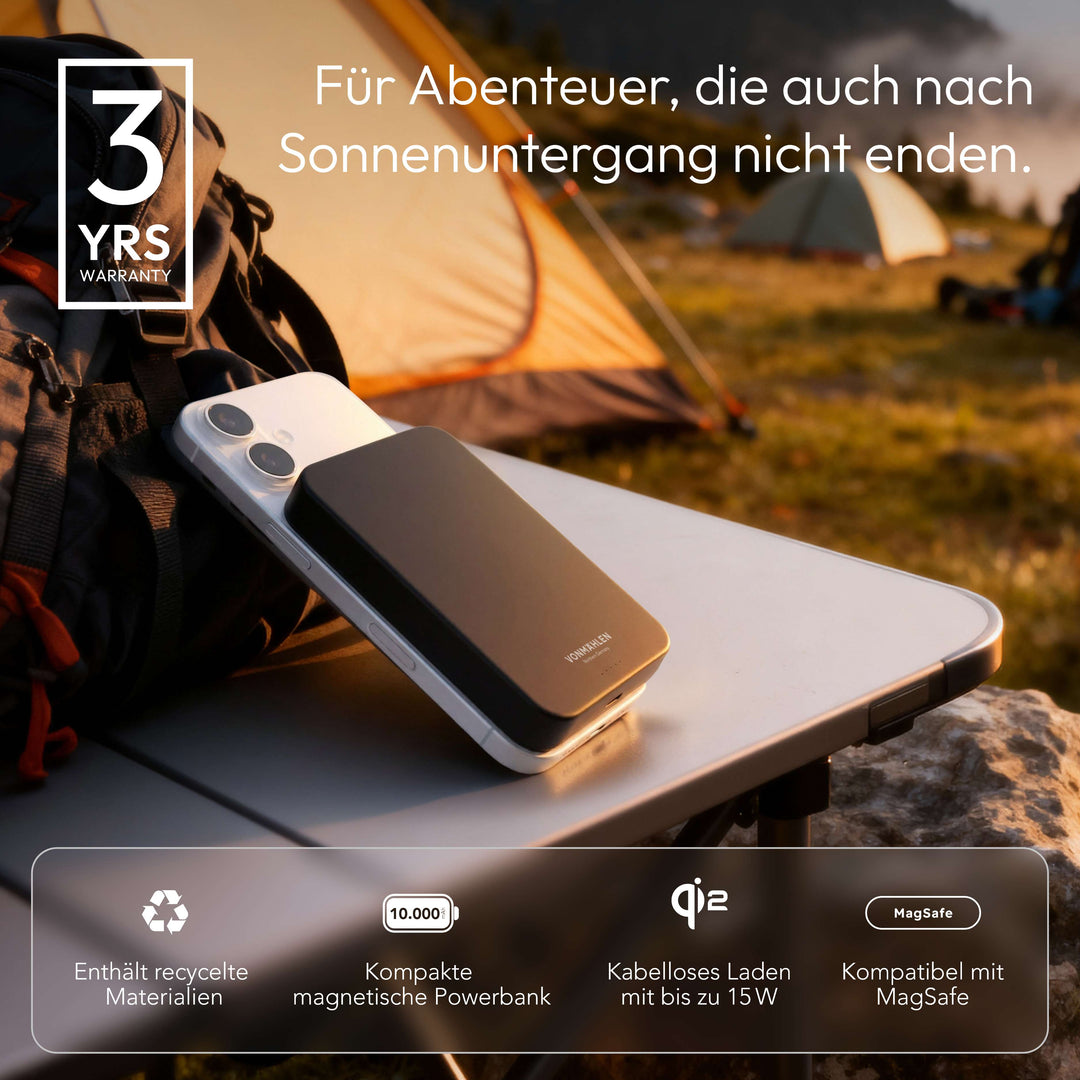 MagSafe Powerbank 10000 mAh | Magnetische Wireless Powerbank mit Qi2 &amp; USB-C PD