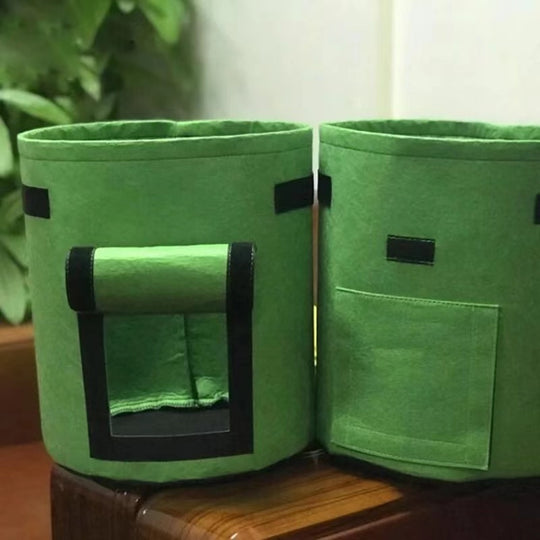 Stoff Pflanzsack mit Sichtfenster | Wiederverwendbarer Grow Bag für Kartoffeln, Kräuter &amp; Gemüse | Atmungsaktiv mit Tragegriffen