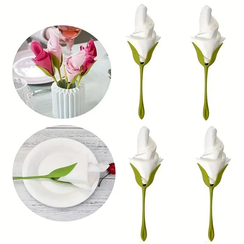 Formatori di fiori per tovaglioli 2 pezzi | Arrotola i tovaglioli in eleganti fiori | Per cena, matrimonio e tavola delle feste | Riutilizzabili, pronti in fretta