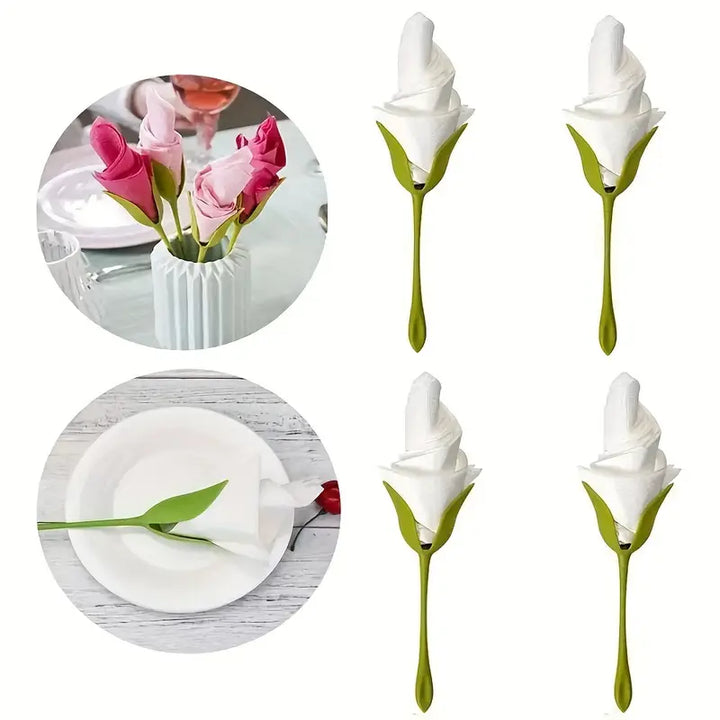 Formatori di fiori per tovaglioli 2 pezzi | Arrotola i tovaglioli in eleganti fiori | Per cena, matrimonio e tavola delle feste | Riutilizzabili, pronti in fretta