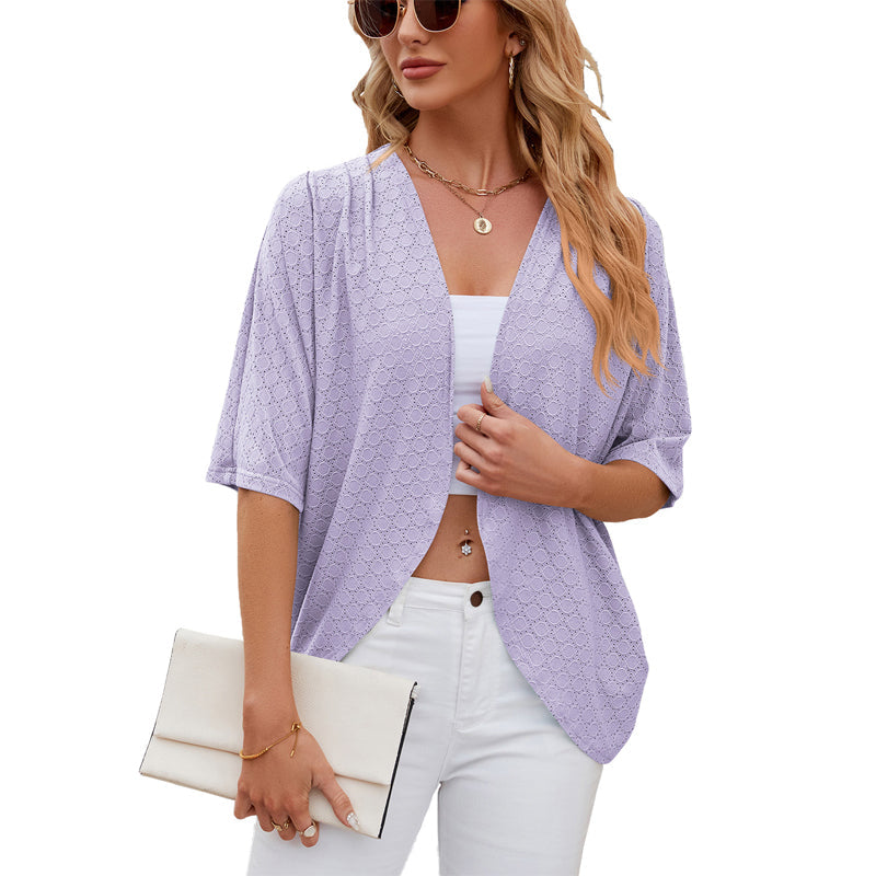 Damen Cardigan mit 3/4-Ärmeln | Leichter offener Strick-Cardigan | Weiche Übergangsjacke für Frühling, Sommer &amp; Herbst