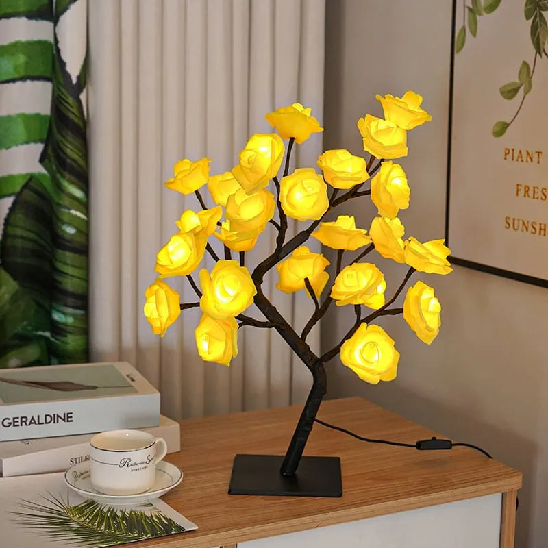 Arbre bonsaï lumineux LED avec socle tactile | Branches réglables &amp; plusieurs modes lumineux | USB ou piles, déco pour la maison