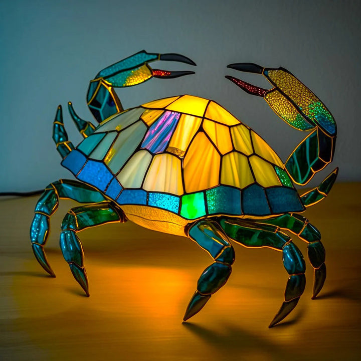 Tischlampe aus Buntglas mit Tiermotiv | Handgefertigt aus Glas &amp; Metall | Farbwechsel-LED, kompakt 20 × 15 × 12 cm