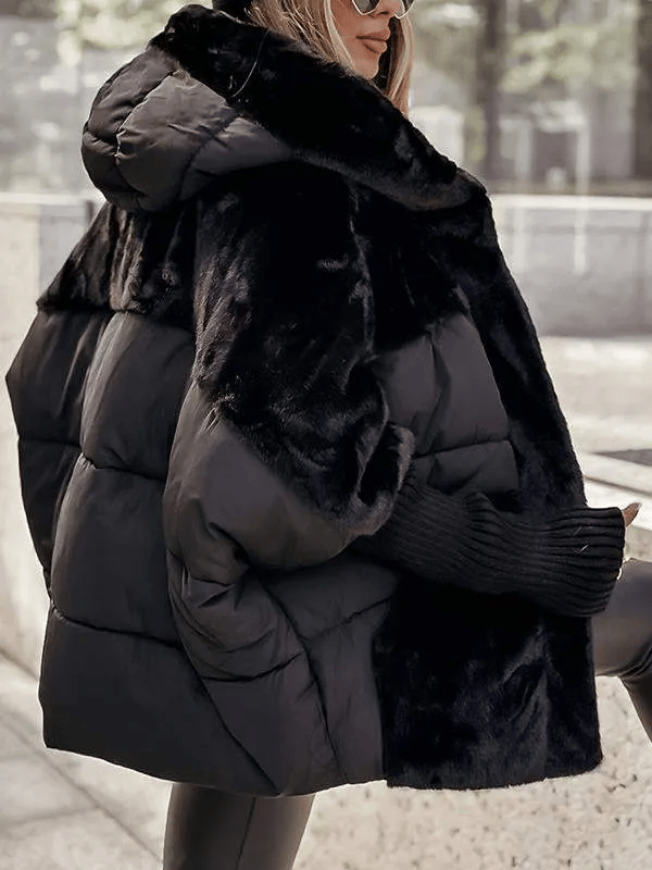 Damen Winterjacke | Lockerer Schnitt | Gefütterte Steppjacke mit Fell-Details