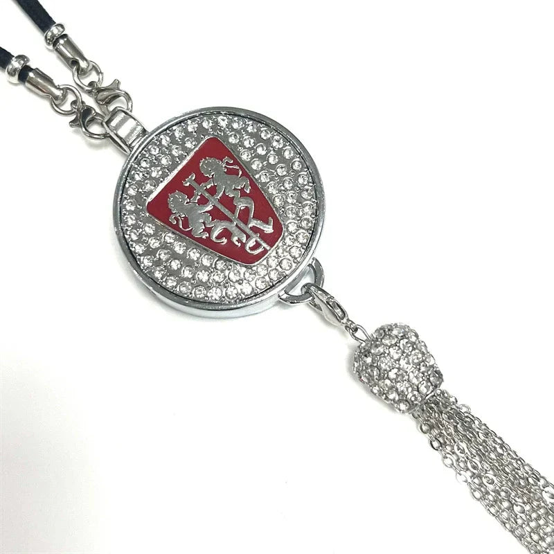 Ciondolo per specchietto retrovisore auto con cristallo | Lega di zinco e strass | Decorazione scintillante con ciondolo profumato, idea regalo