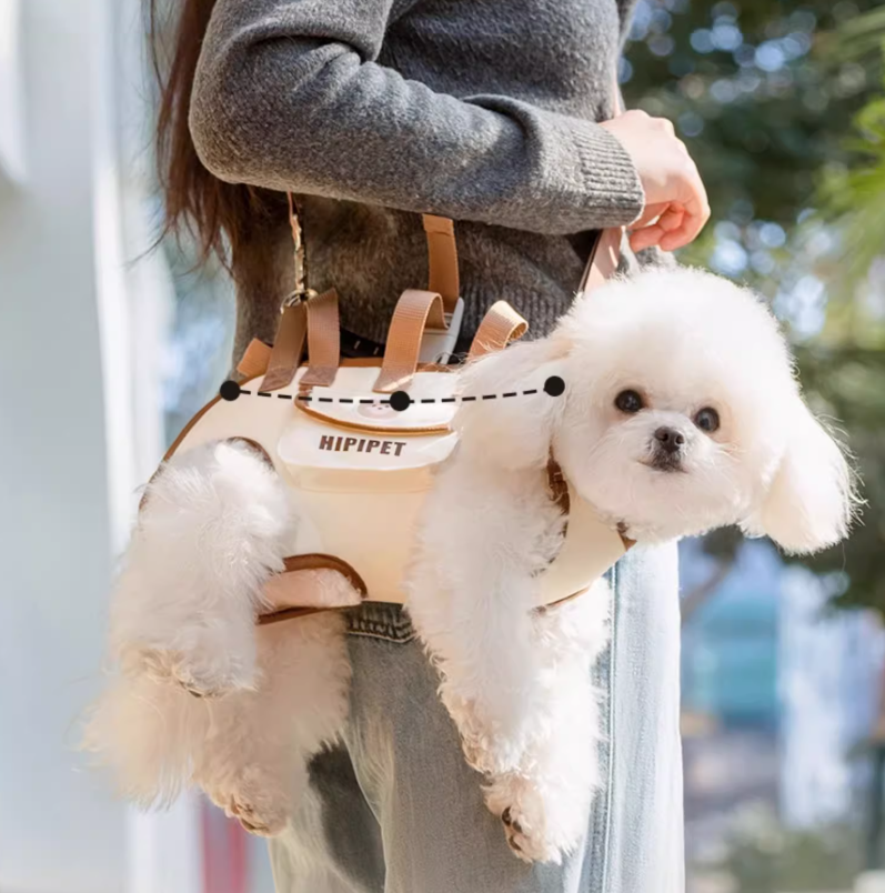 Pet carrier bag with horizontal lying position | AirMesh breathable &amp; lightweight | Crossbody/shoulder/pull | S–XL