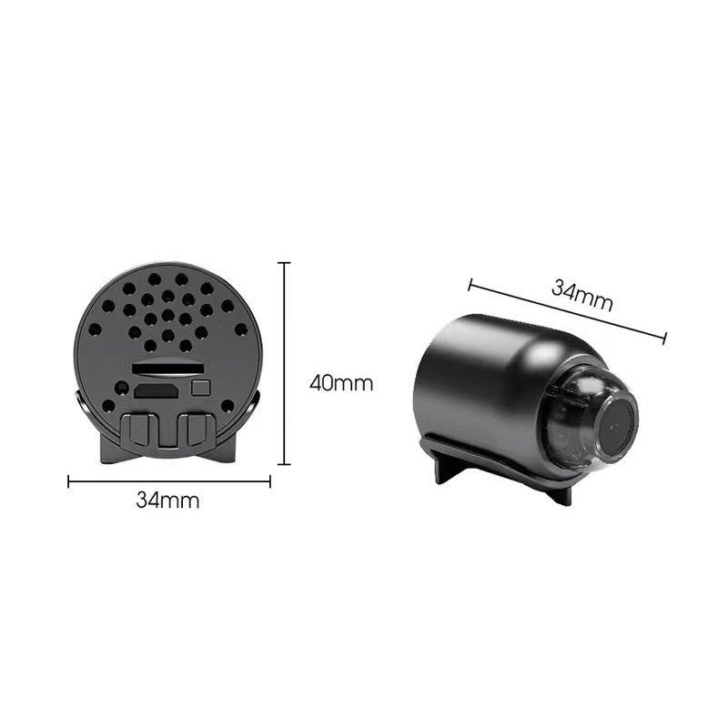 Mini caméra intérieure Wi-Fi 1080p avec vision nocturne | Détection de mouvement &amp; alertes push | Visualisation en direct via app avec audio | microSD 64 Go incluse