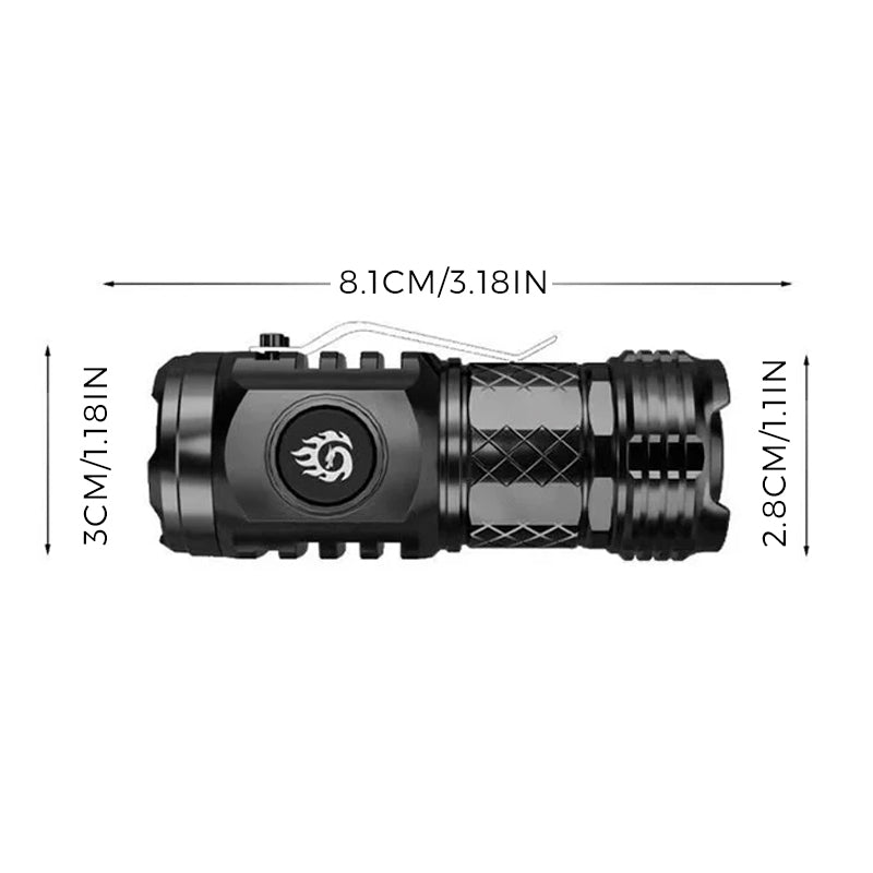 Torcia tascabile compatta con 3 LED e 5 modalità | ricaricabile USB-C (batteria 18350) | impermeabile e resistente agli urti | nero/argento