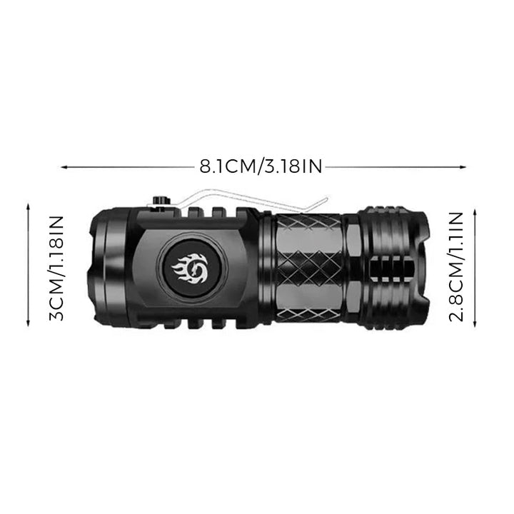 Torcia tascabile compatta con 3 LED e 5 modalità | ricaricabile USB-C (batteria 18350) | impermeabile e resistente agli urti | nero/argento