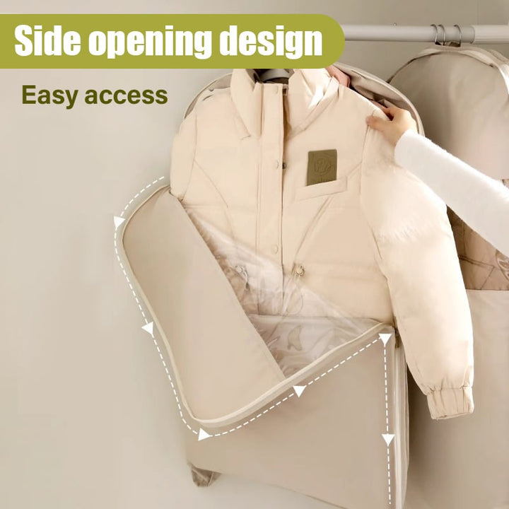 Hanging storage bag for clothes | Space-saving compression zipper without vacuum | Dust protection, transparent | M–XL